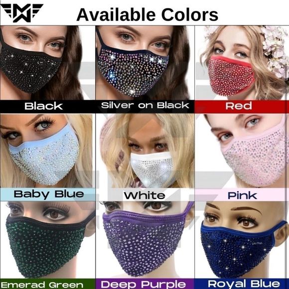 ⭐️NWT JLO Style, reusable Swarovski Crystal face mask - Picture 3 of 4